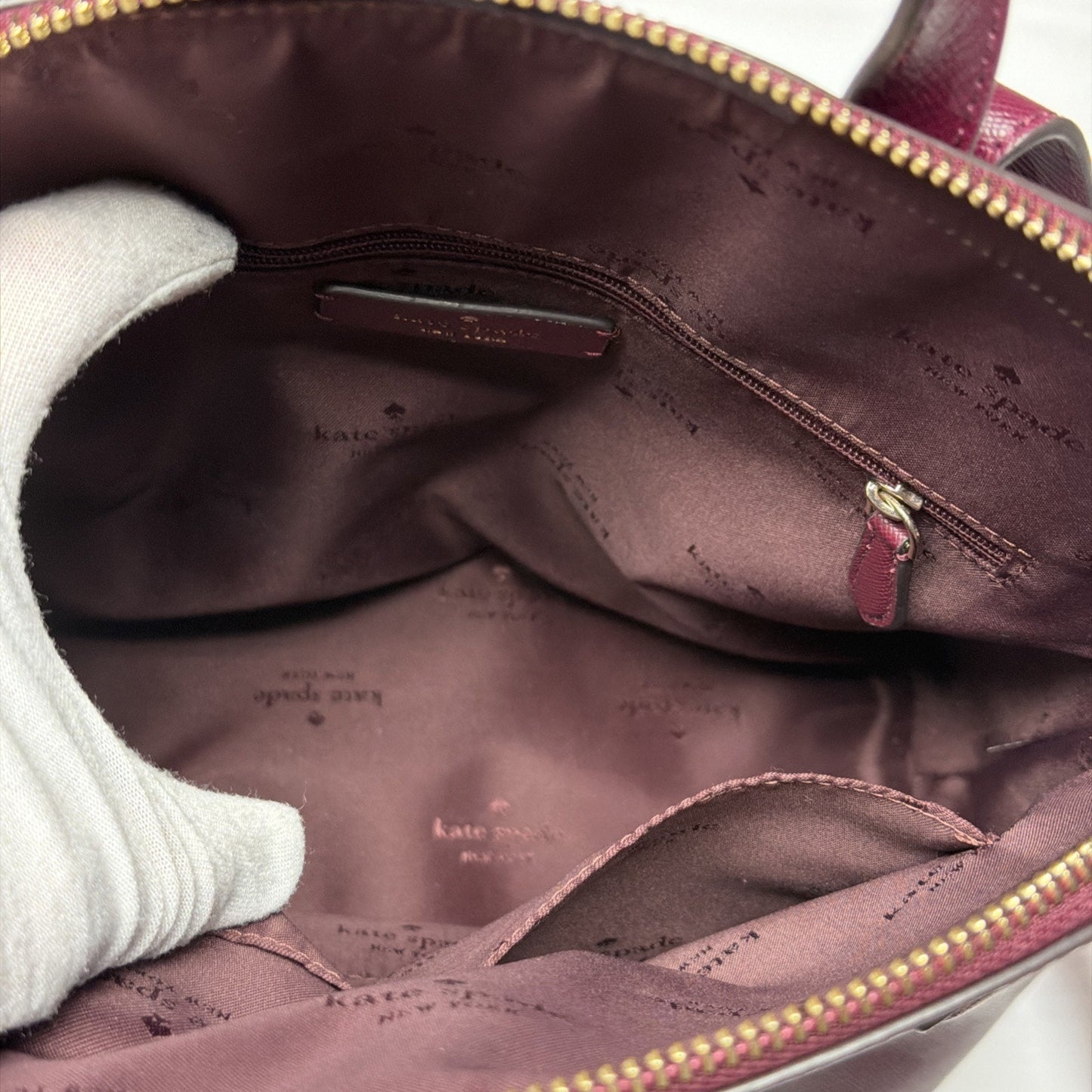 Kate Spade New York Staci Dome Saffiano Leather Backpack Burgundy