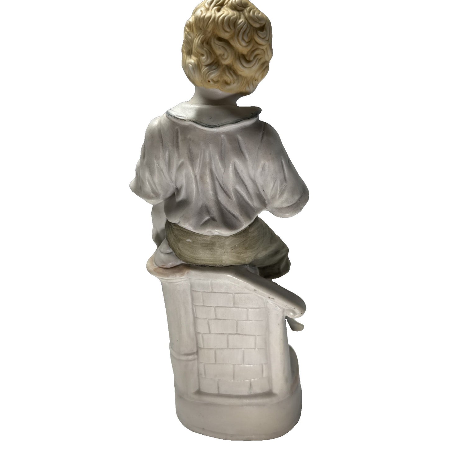 Vtg Pair Germany Bisque Porcelain Figurines Good Night Morning Boy Girl Puppy