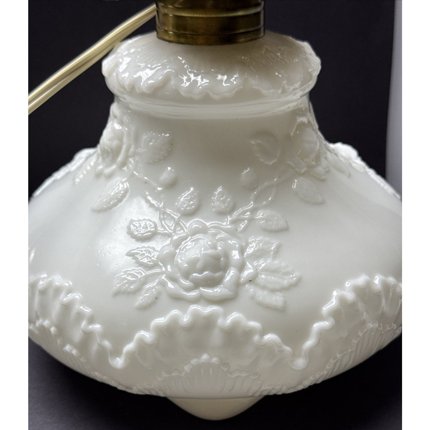 EAPG Dithridge Colonial OMN Rose Wreath Milk Glass Rose Wreath Lamp Base As-Is