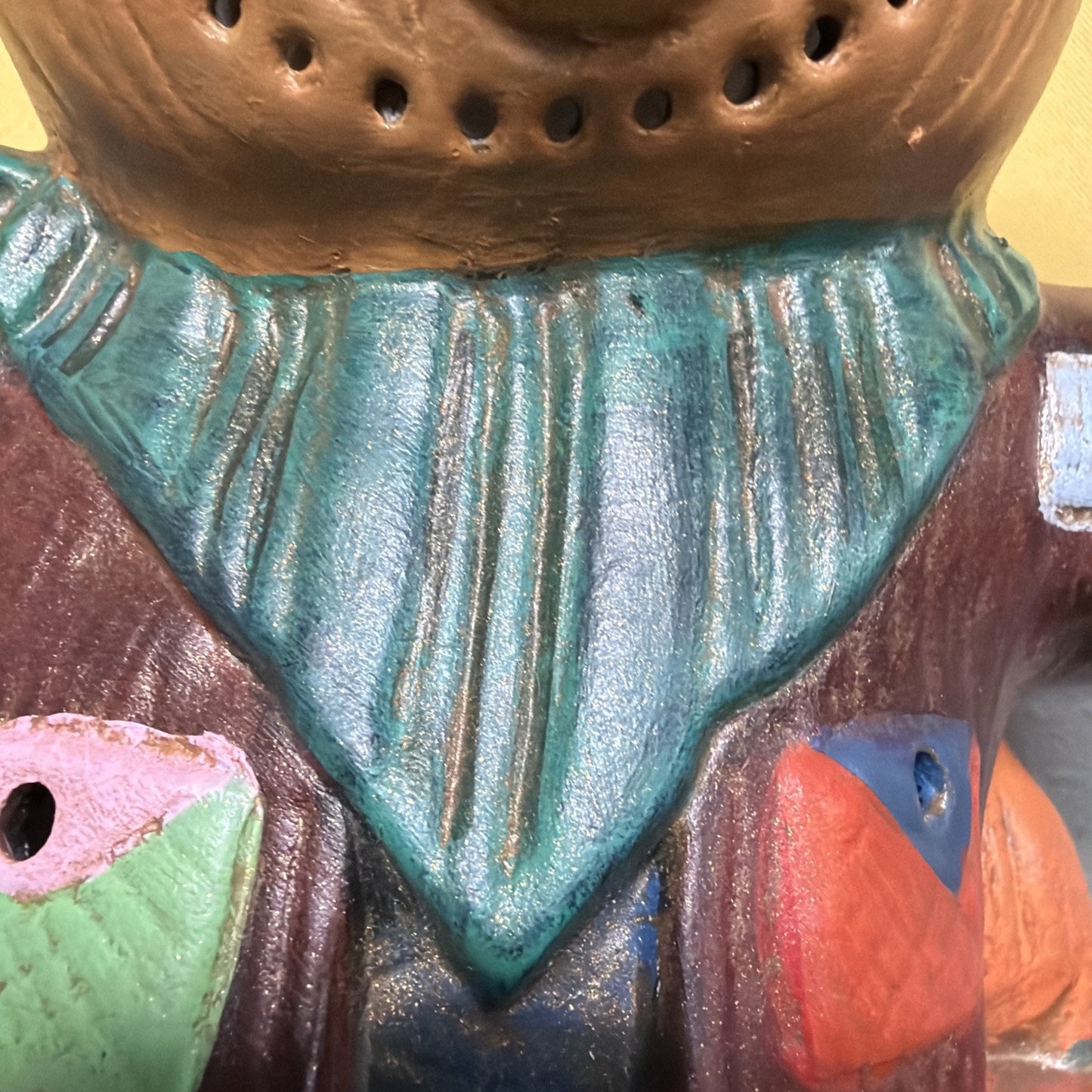 Vintage Ceramic Scarecrow Lamp Hand Painted Pumpkin Jack O Lantern Reflection