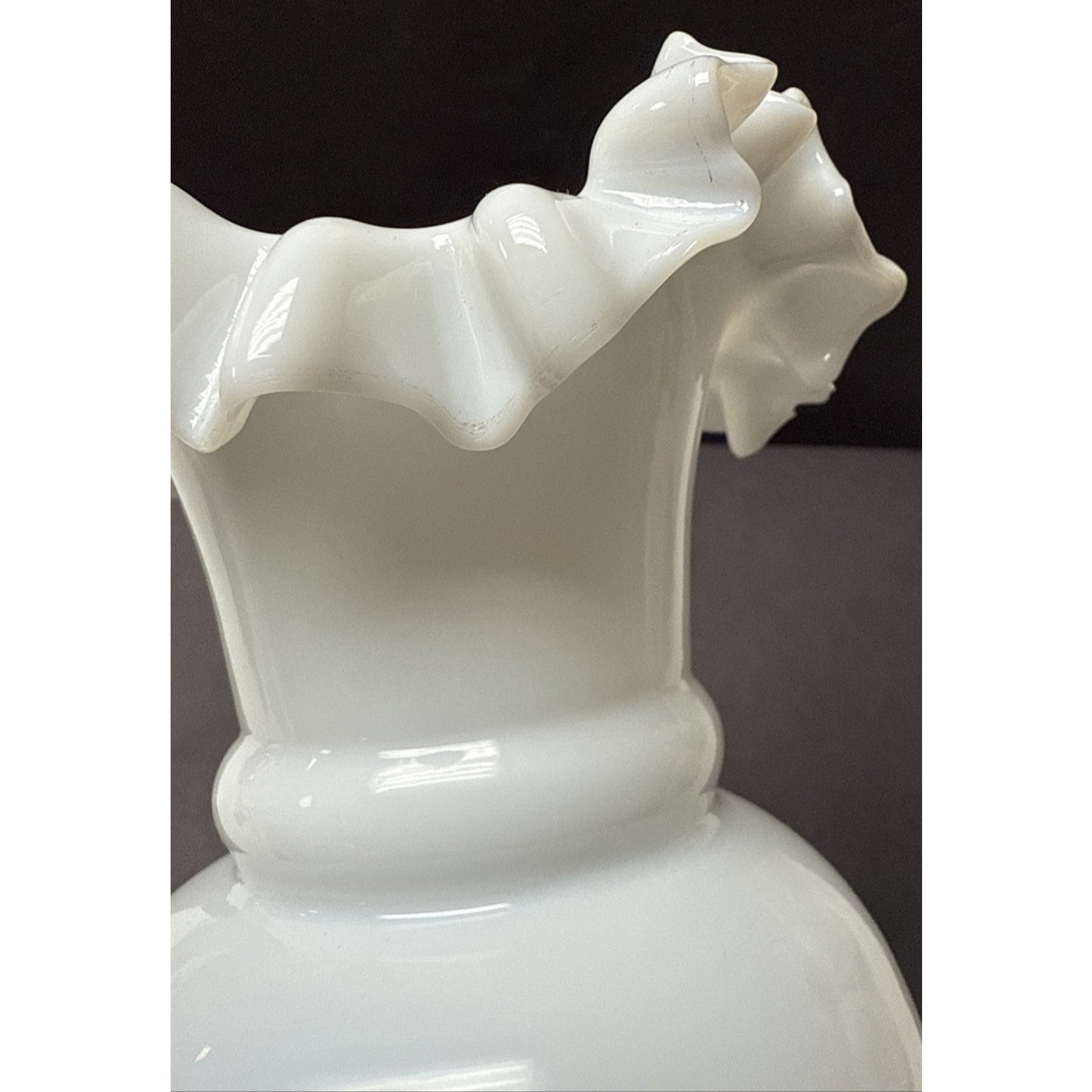 Victorian Lot of 3 Peachblow Glass Crimped Rim Pink White Vases As-Is