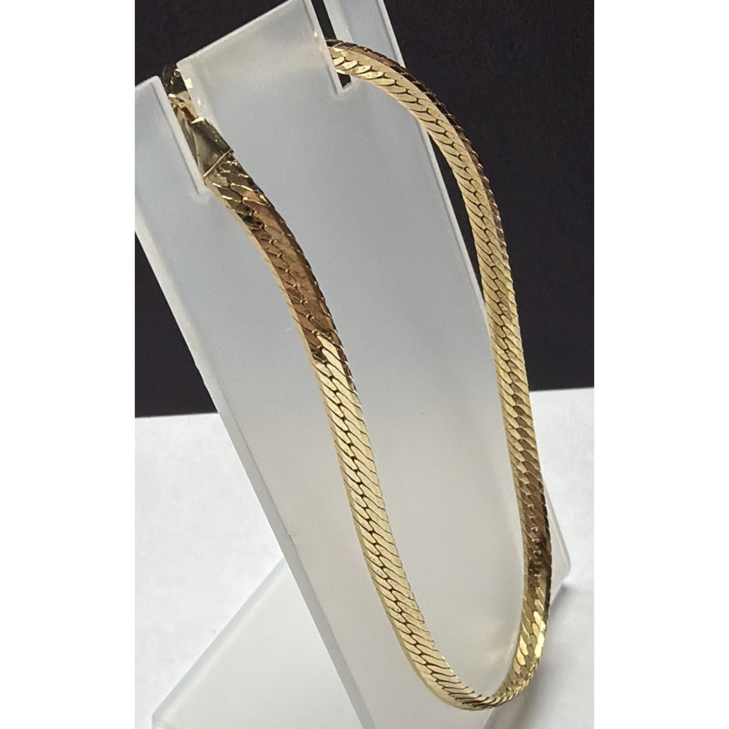 Vintage Gold Plate Herringbone Chain Bracelet Butterfly Clasp As Is