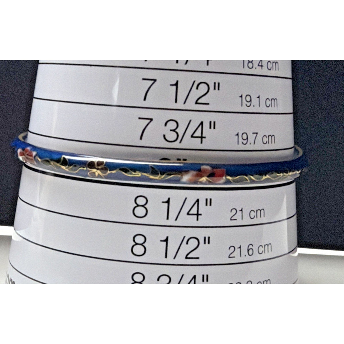 Vintage Chinese Cloisonne Floral Flower Bangle Bracelets Blue Enamel As Is