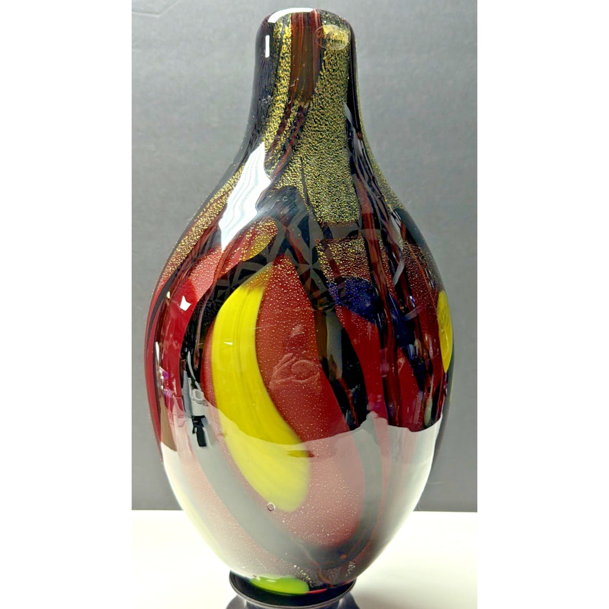 Vintage Murano Glassware Art Glass Vase Abstract Sommerso Aventurine Confetti