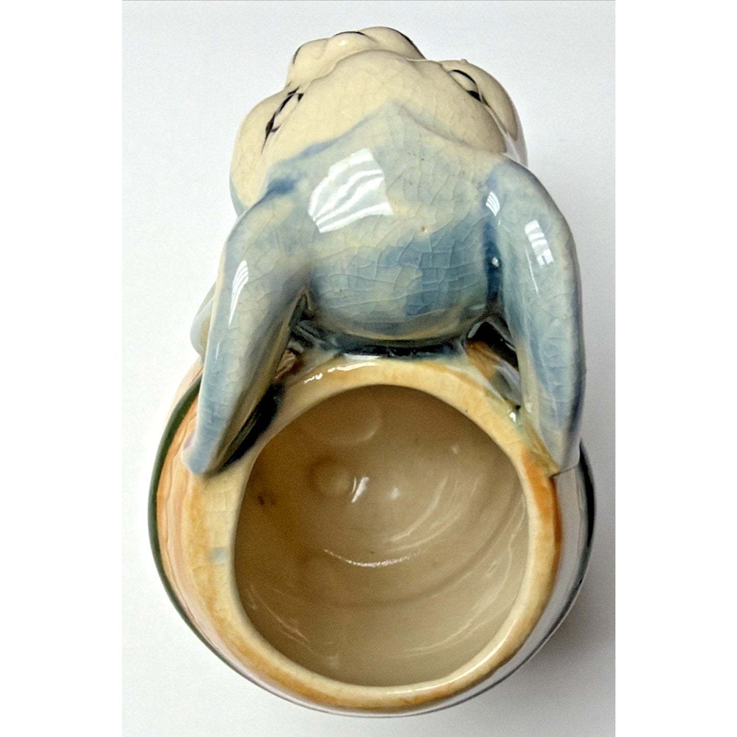 Vintage MK Japan Anthropomorphic Bunny Rabbit Ceramic Barrel Egg Vase Easter