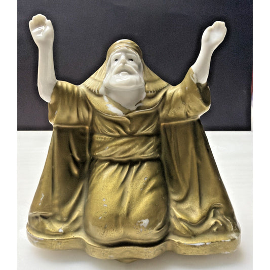 Old Porcelain Figurine Incense Burner Bedouin Man Wiseman Religious Saint As Is