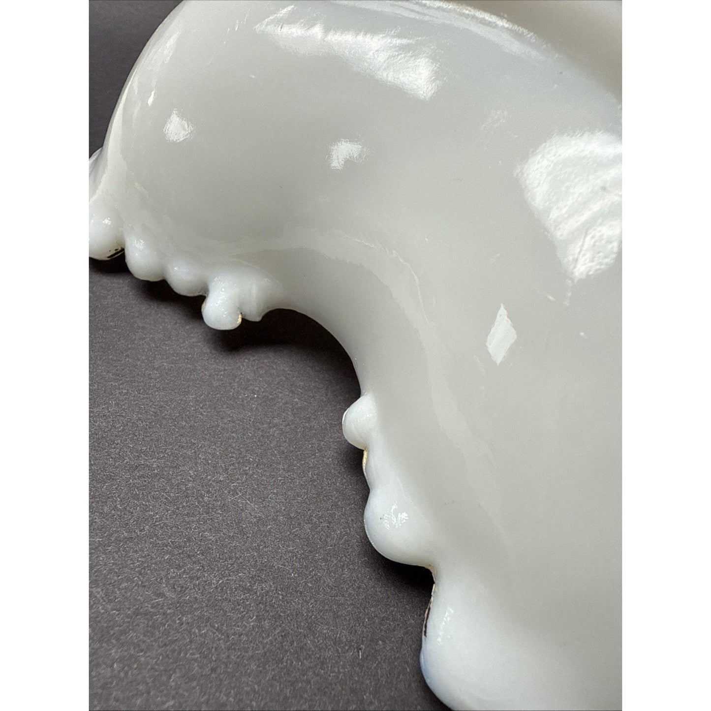 EAPG Dithridge Glass Opalware No 192 Open Handle Card Receiver Trinket Bowl