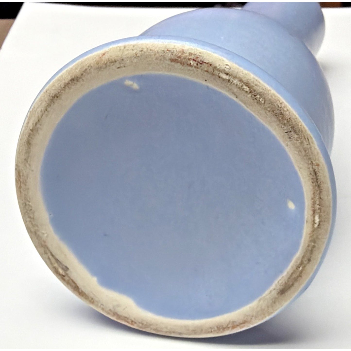 MCM RumRill Art Pottery Blue Rings Footed Bud Vase Niagara Cave Harmony Minn