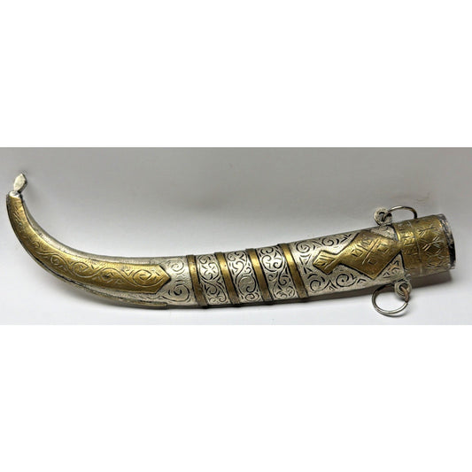 Old Moroccan Berber Islamic Dagger Sheath Only Silver Brass Inlay