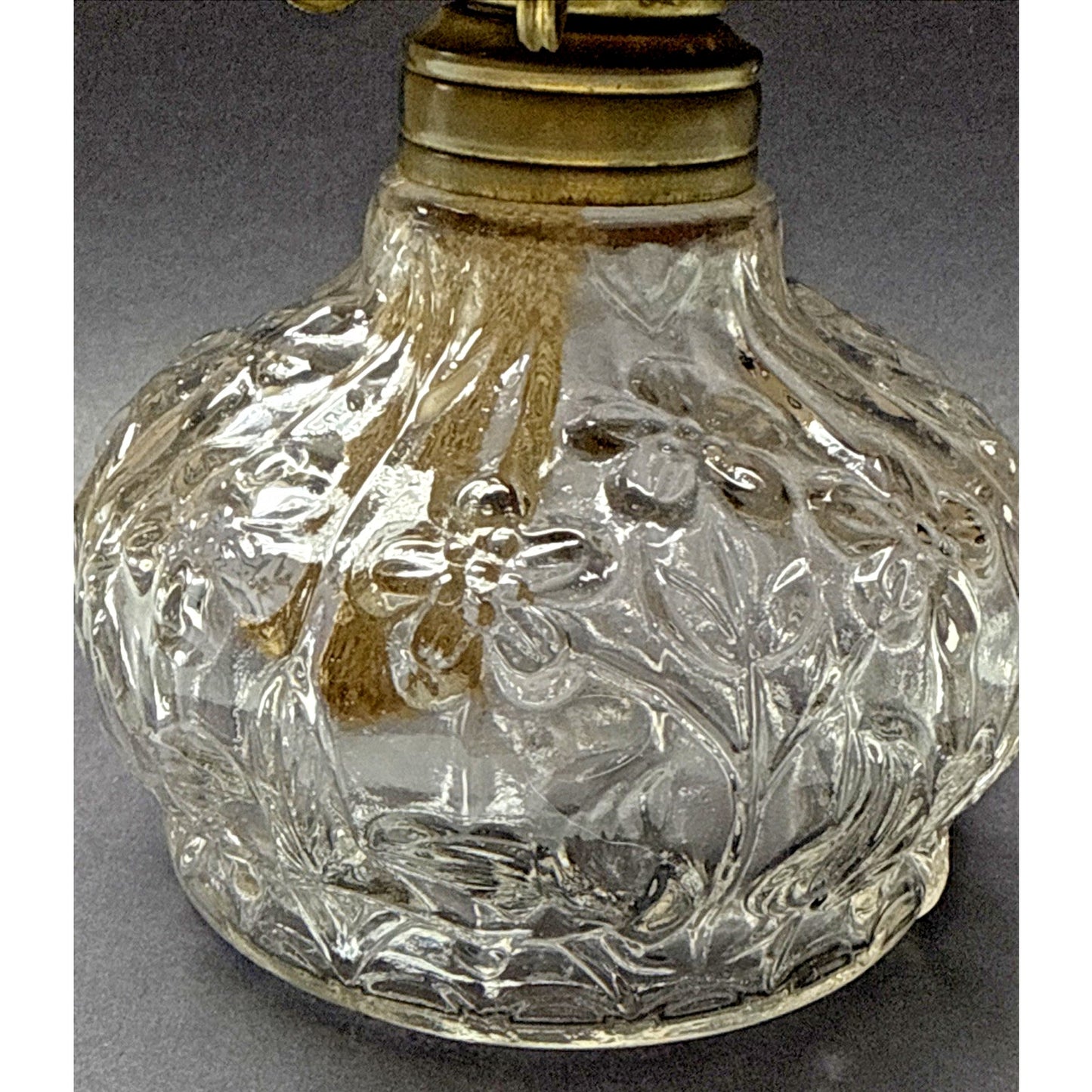 Antique EAPG Plume Atwood Triple Flower Forget Me Not Mini Oil Lamp Eagle Mfg Co