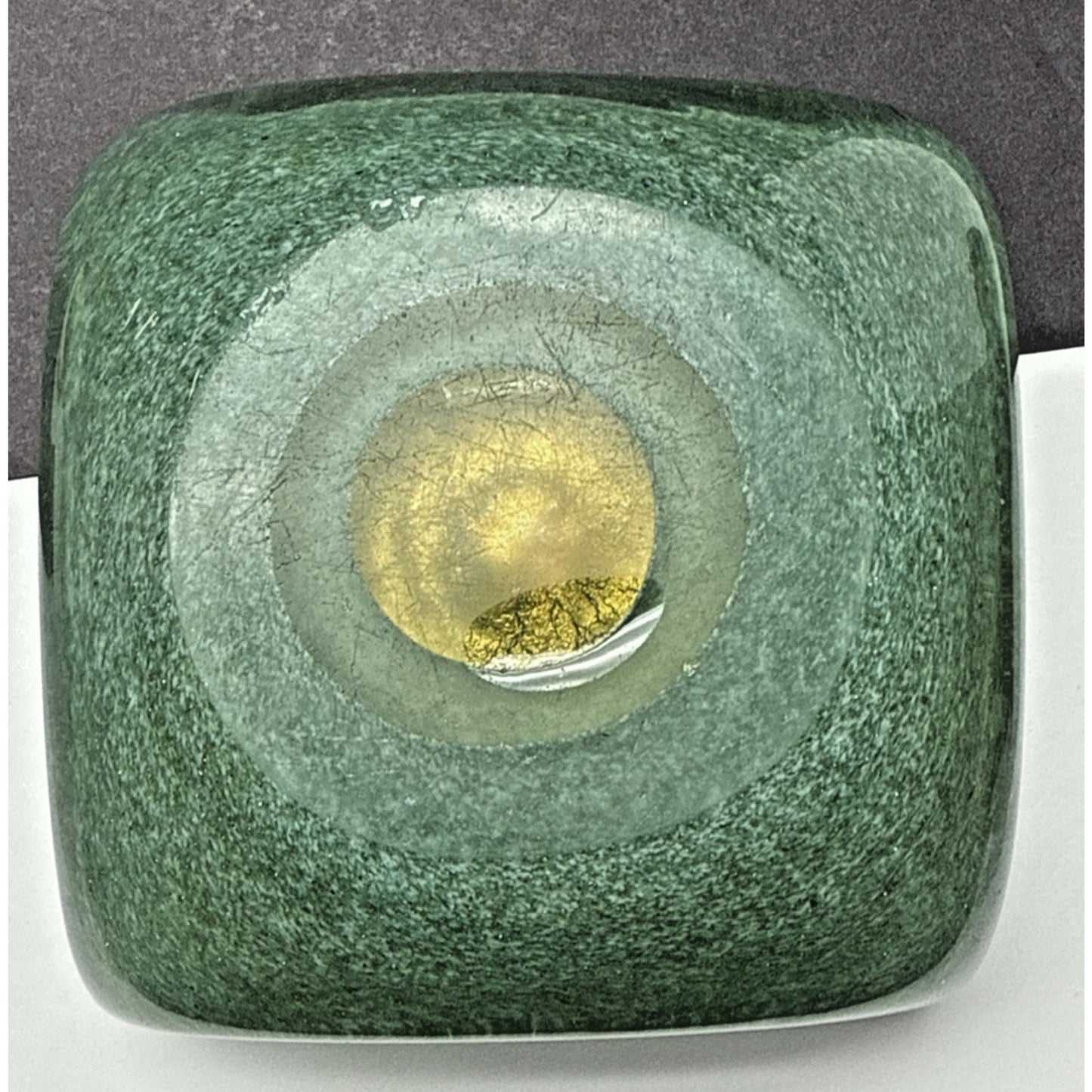 MCM Barovier Toso Eugenio or Aborigeni Art Glass Square Bowl Ashtray Gold Jade