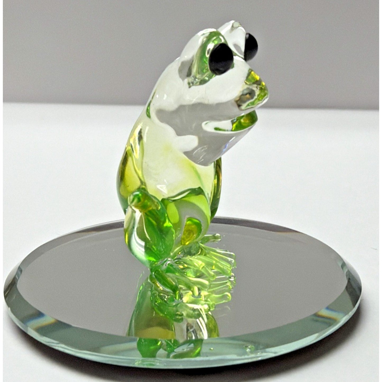 Vintage Glass Baron Green Frog On Mirror Smiling