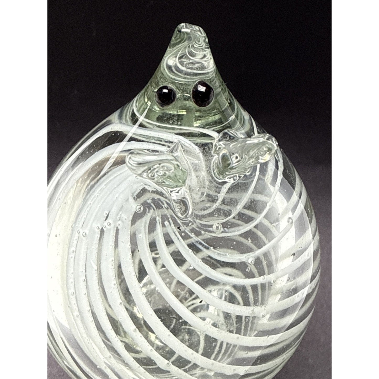 Vintage Blown Glass Mouse White Spiral Curved Tail Figurine Paperweight As Is