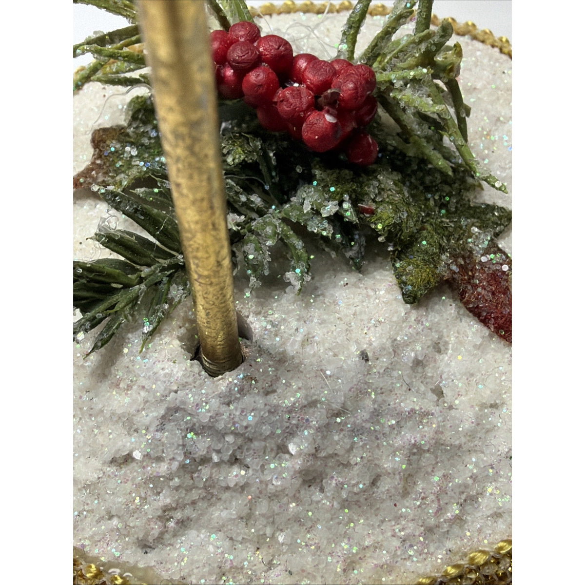 Mark Roberts Snow Base Gold Pole Christmas Ornament Display Stand As Is
