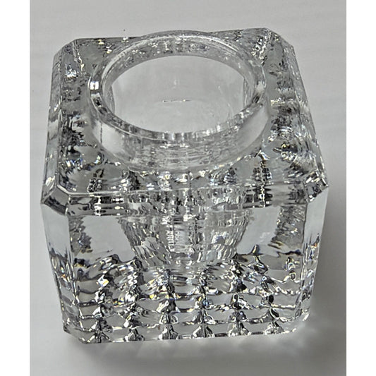 Antique Early American Glass Inkwell Pebbled Bottom Textured Block Lip