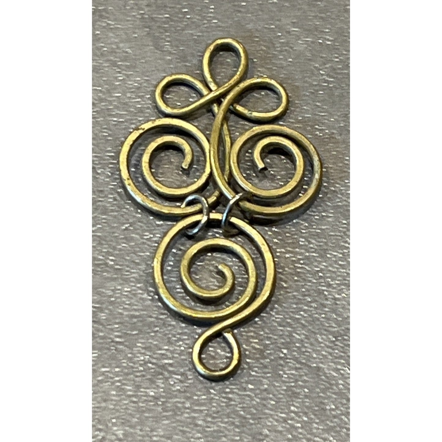 Vintage Celtic Budding Spiral Pendant Charm Gold Tone Brass