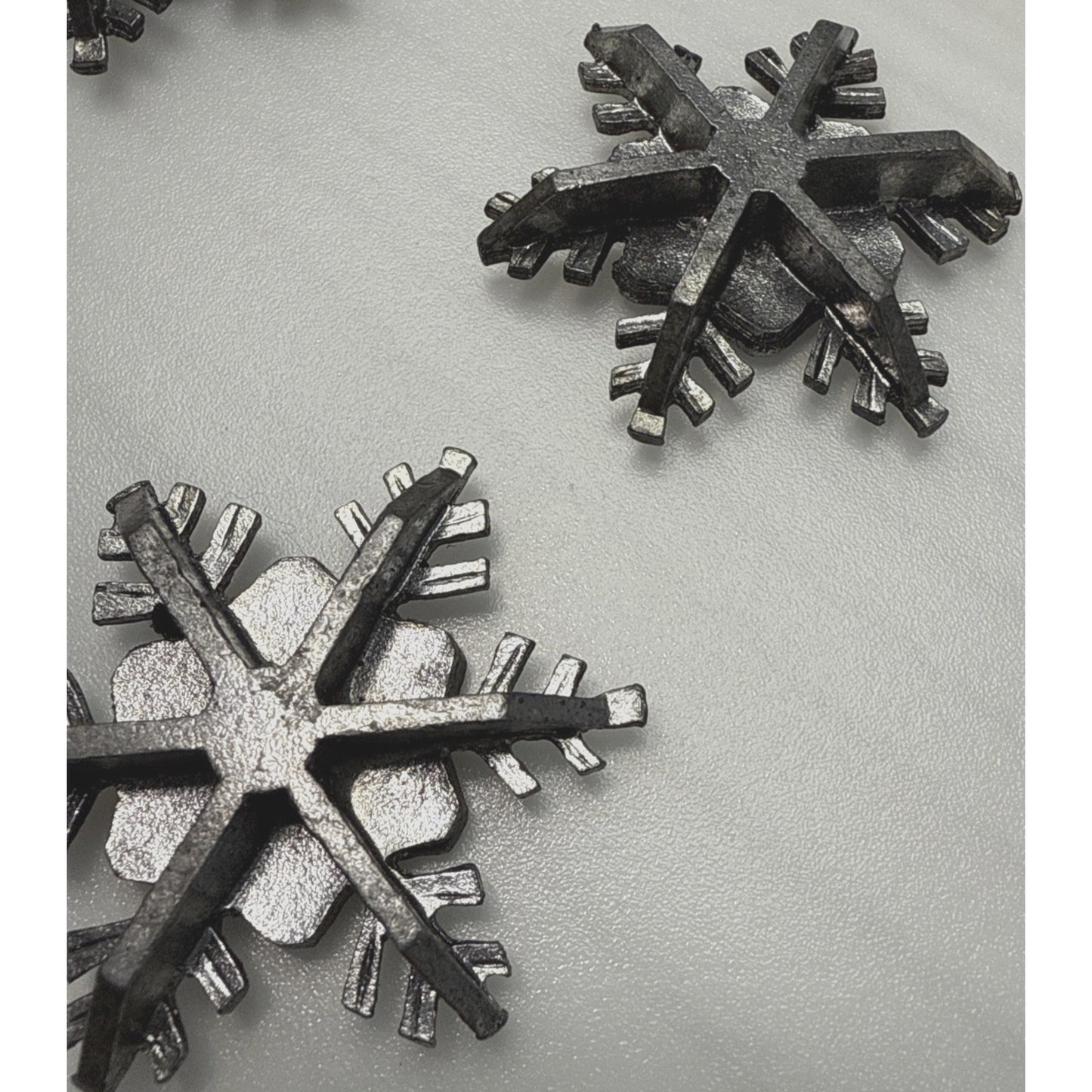 Vintage Lot of 4 Metzke Pewter Snowflake Taper Candle Holders