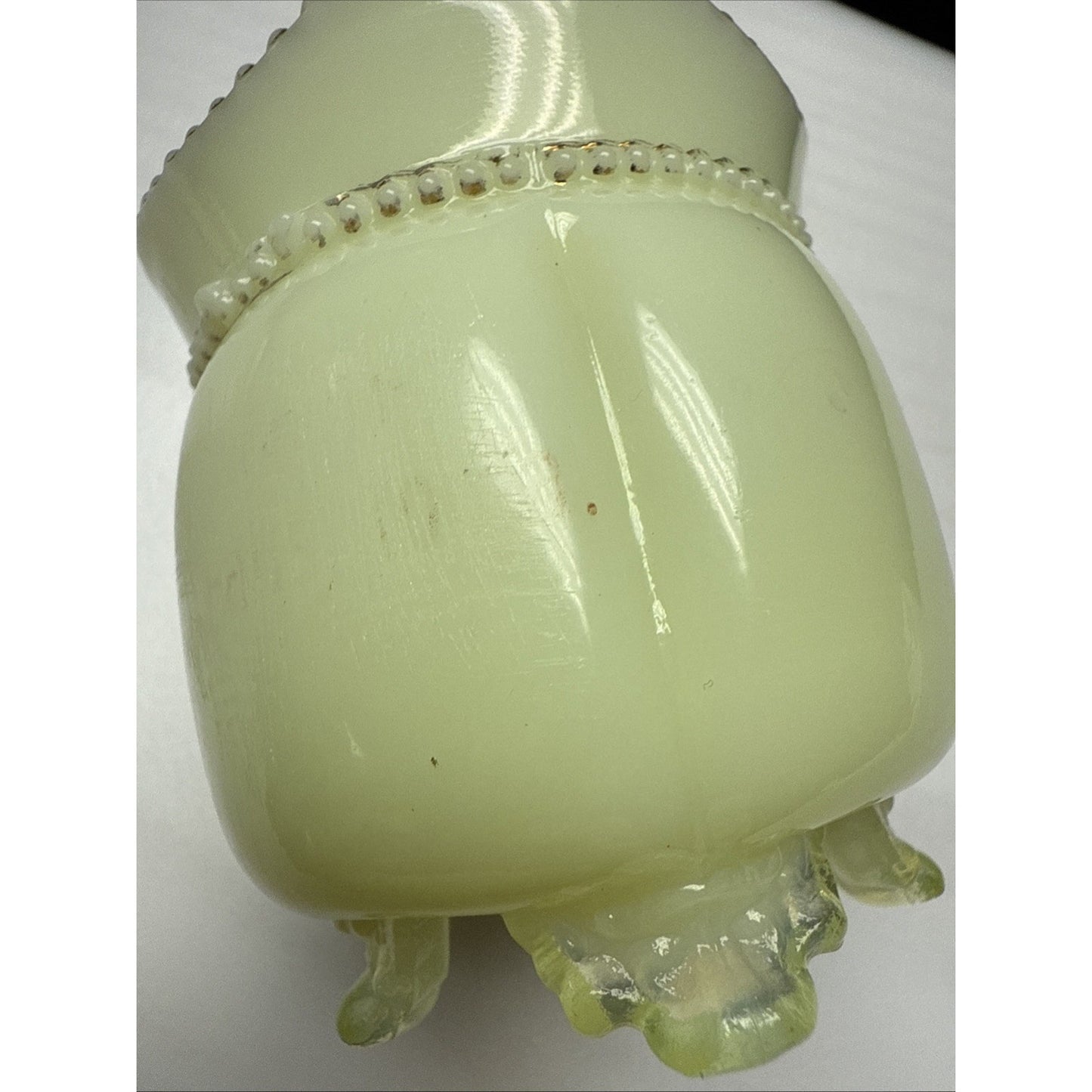 EAPG Tarentum Glass Georgia Gem Opaque Custard Toothpick Matchstick Holder Bead