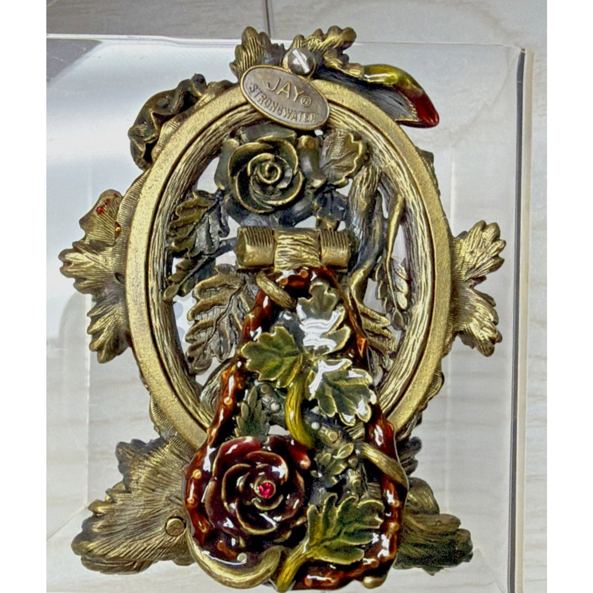 Jay Strongwater Beetle Rose Flora Fauna Picture Frame Swarovski Crystals 5308