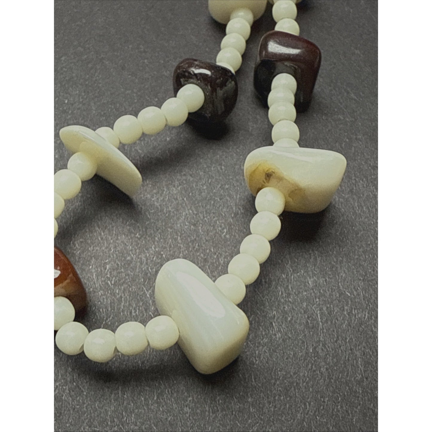 Vintage Mother of Pearl Strand Necklace Beaded Tags