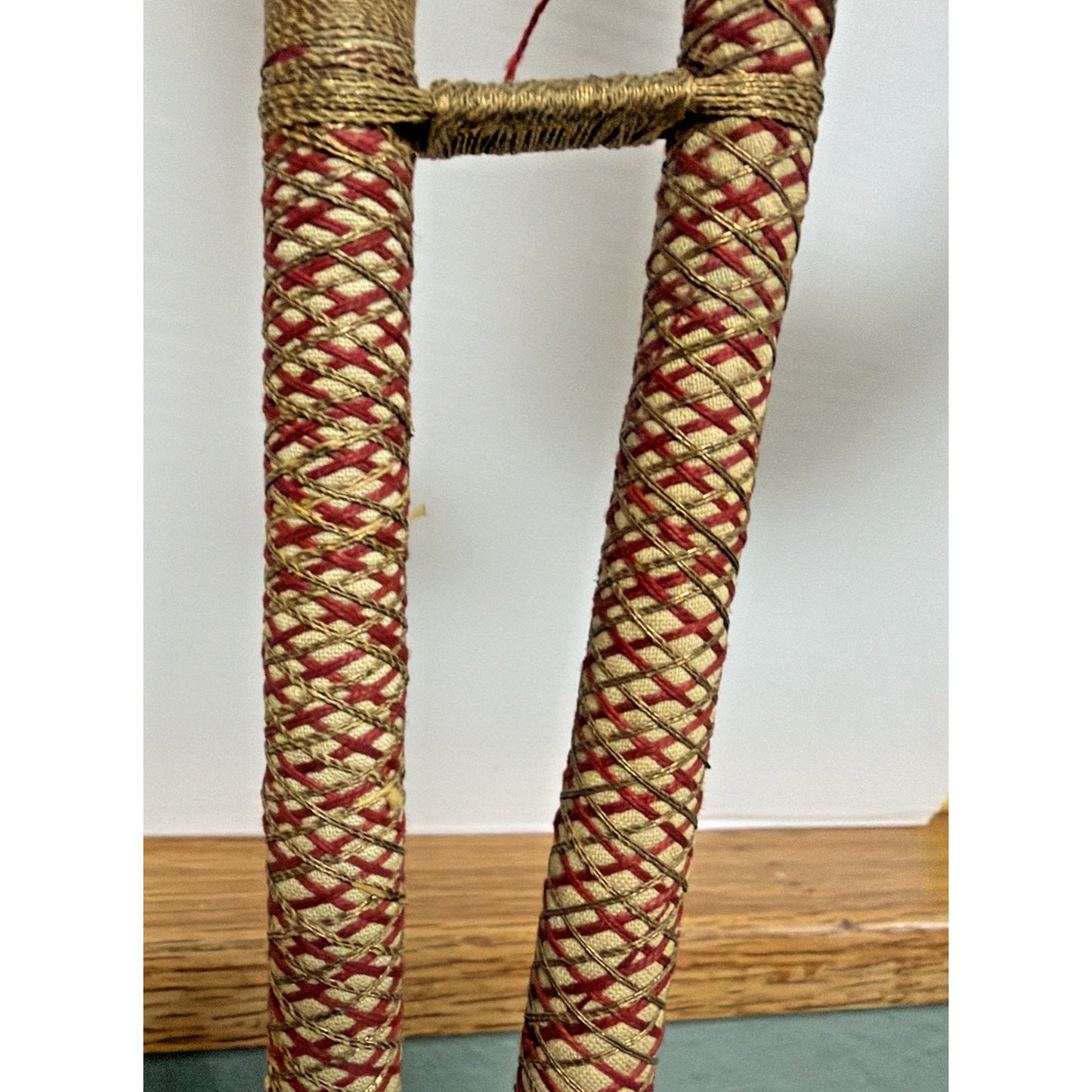 Vintage Etched Floral Brass Hookah Wrapped Hose As Is
