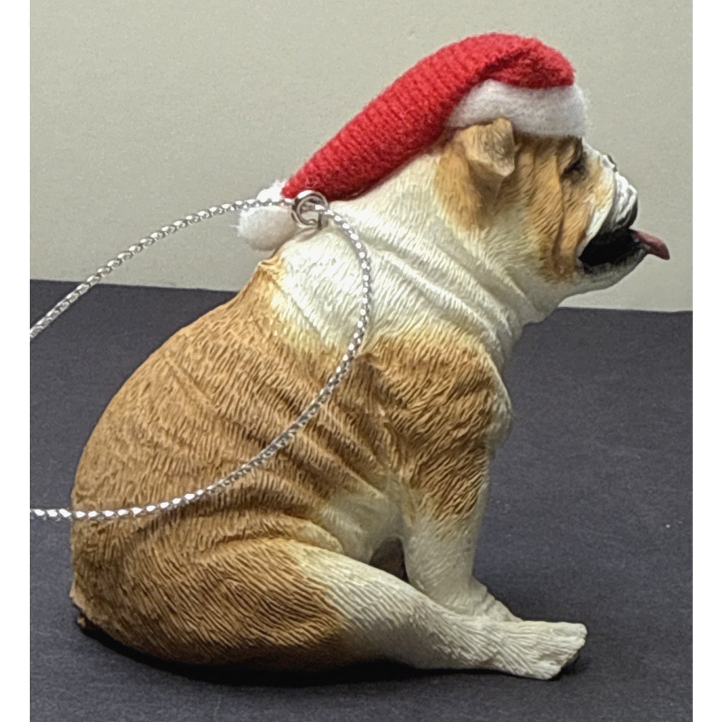 Vintage Sandicast Bulldog Puppy Dog Fawn Ornament Hat Box