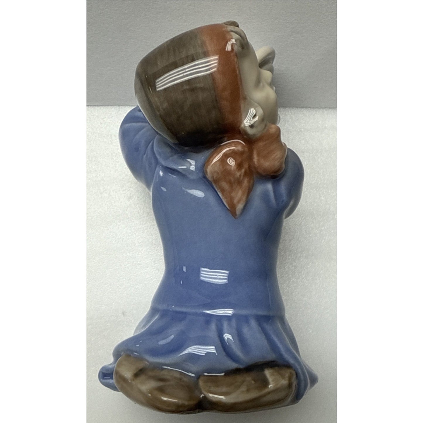 Vintage Royal Copenhagen Figurine 3677 Girl Pot Cover Cymbals Porcelain Blue