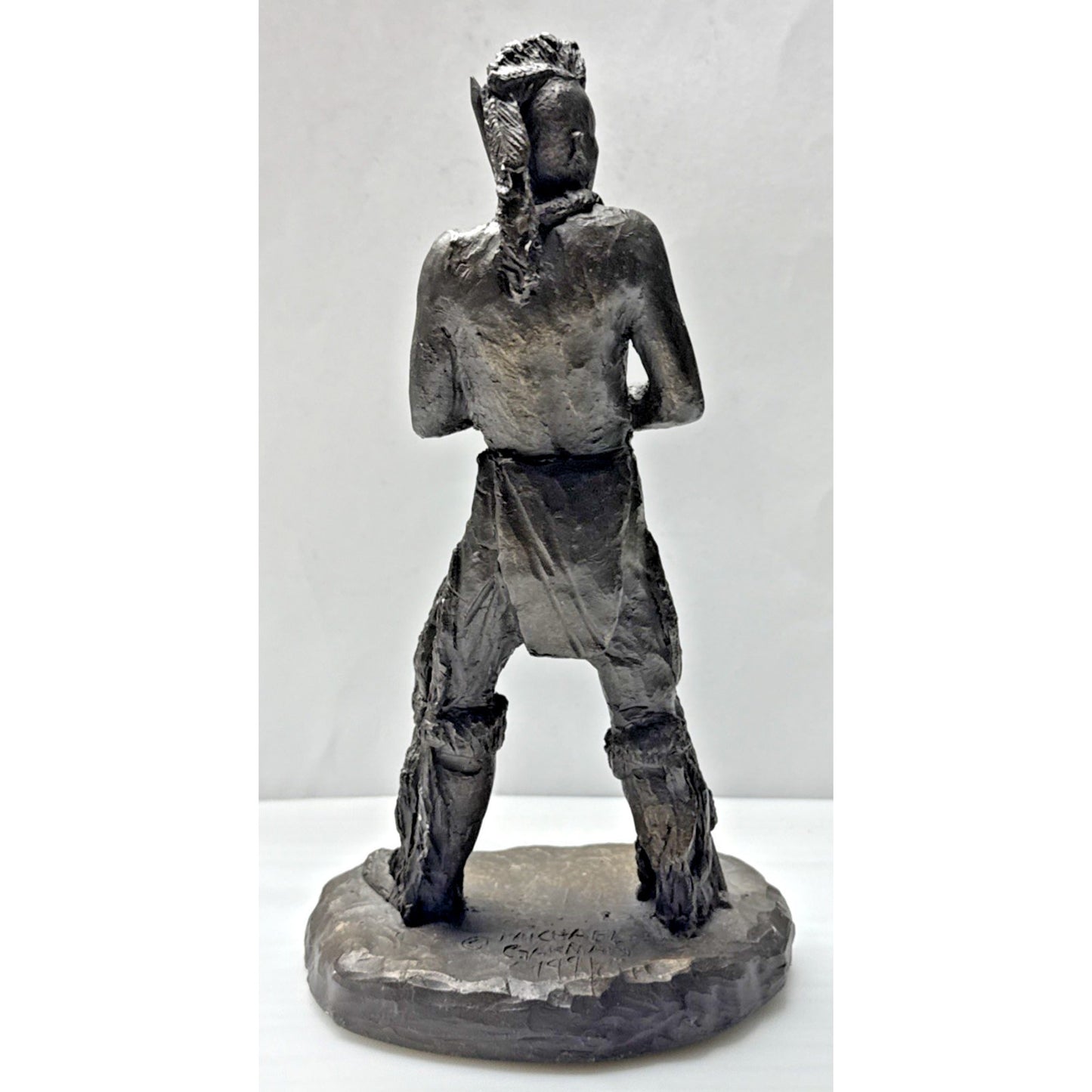 Vintage Michael Garman Sculpture 049 Bronzetone Spirit of Plains Signed As Is
