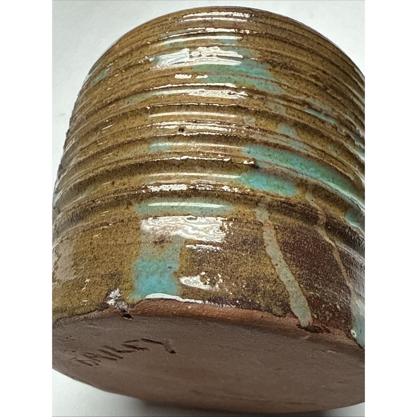 MCM Bailey Studio Art Pottery Glazed Vase Weed Pot Brown Green As Is
