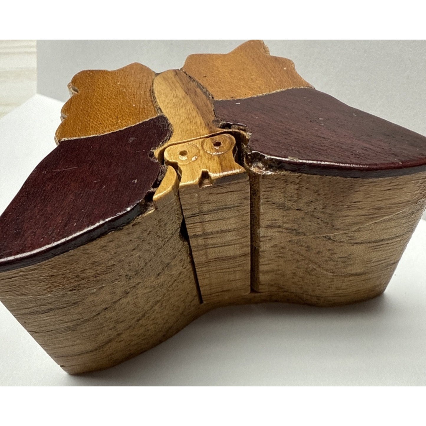 Vintage Butterfly Wood Carved Puzzle Box Trinket Jewelry Box As-Is