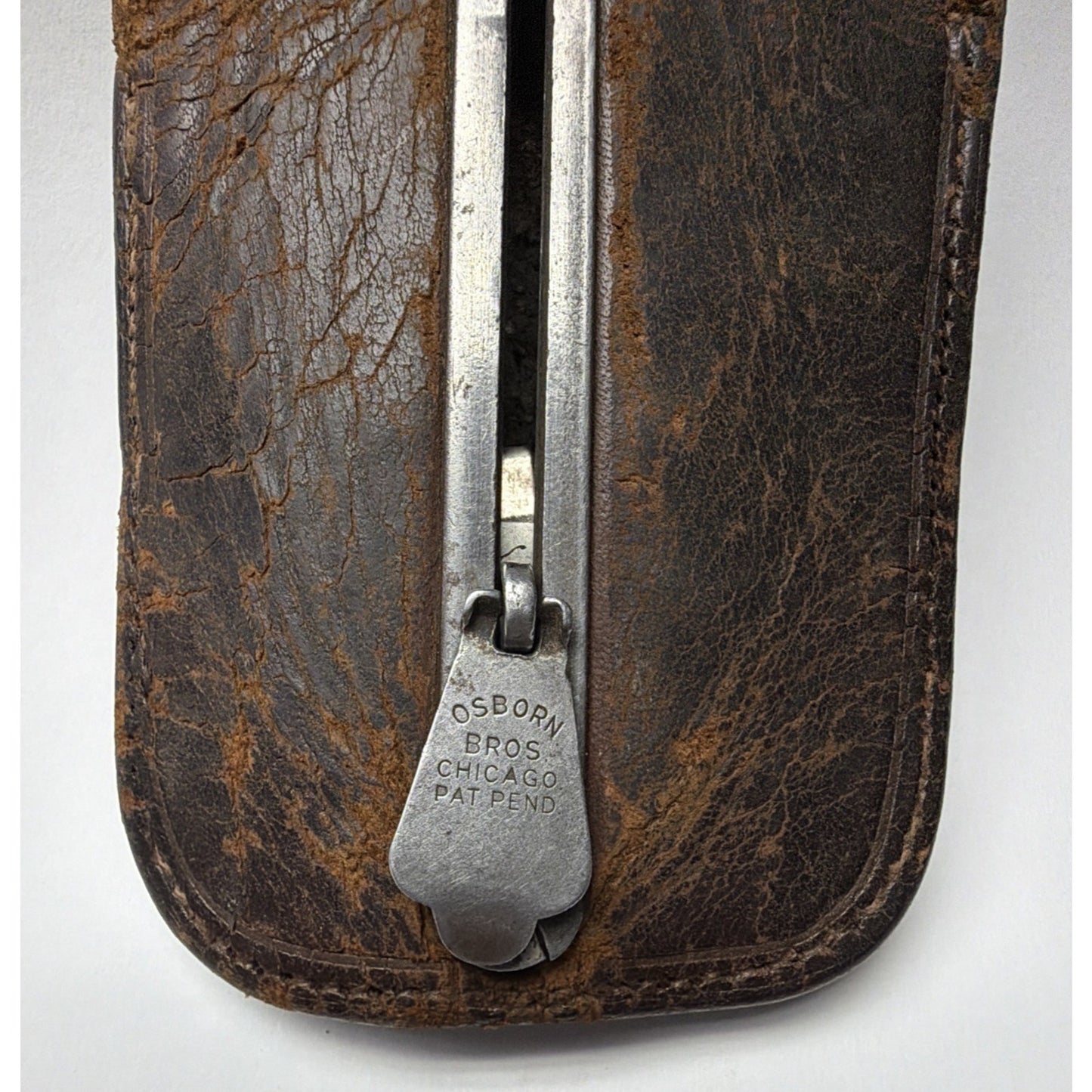 Old Osborn Bros Pat Pend Leather Sliding Key Pouch Steel Hooks As Is Read