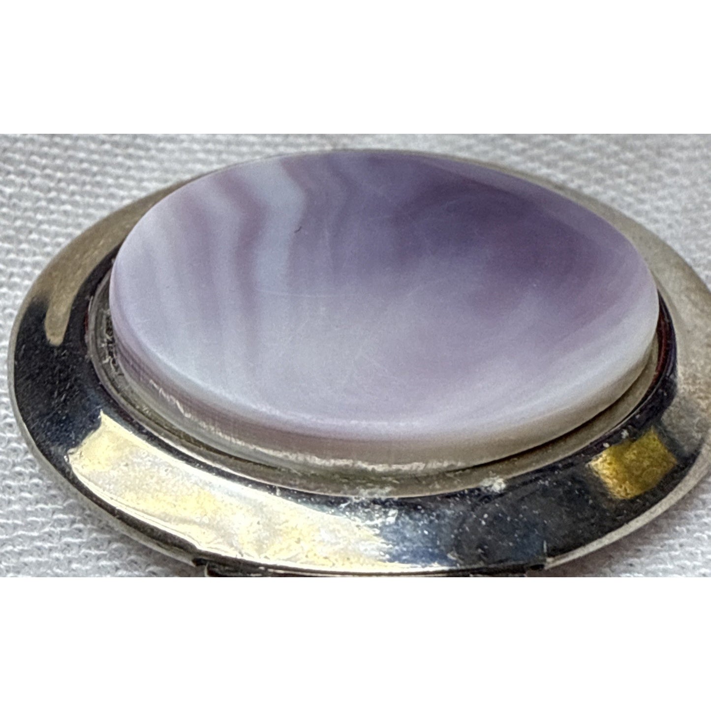 Vintage Purple Amethyst Stone Pendant Locket Silver Tone As Is