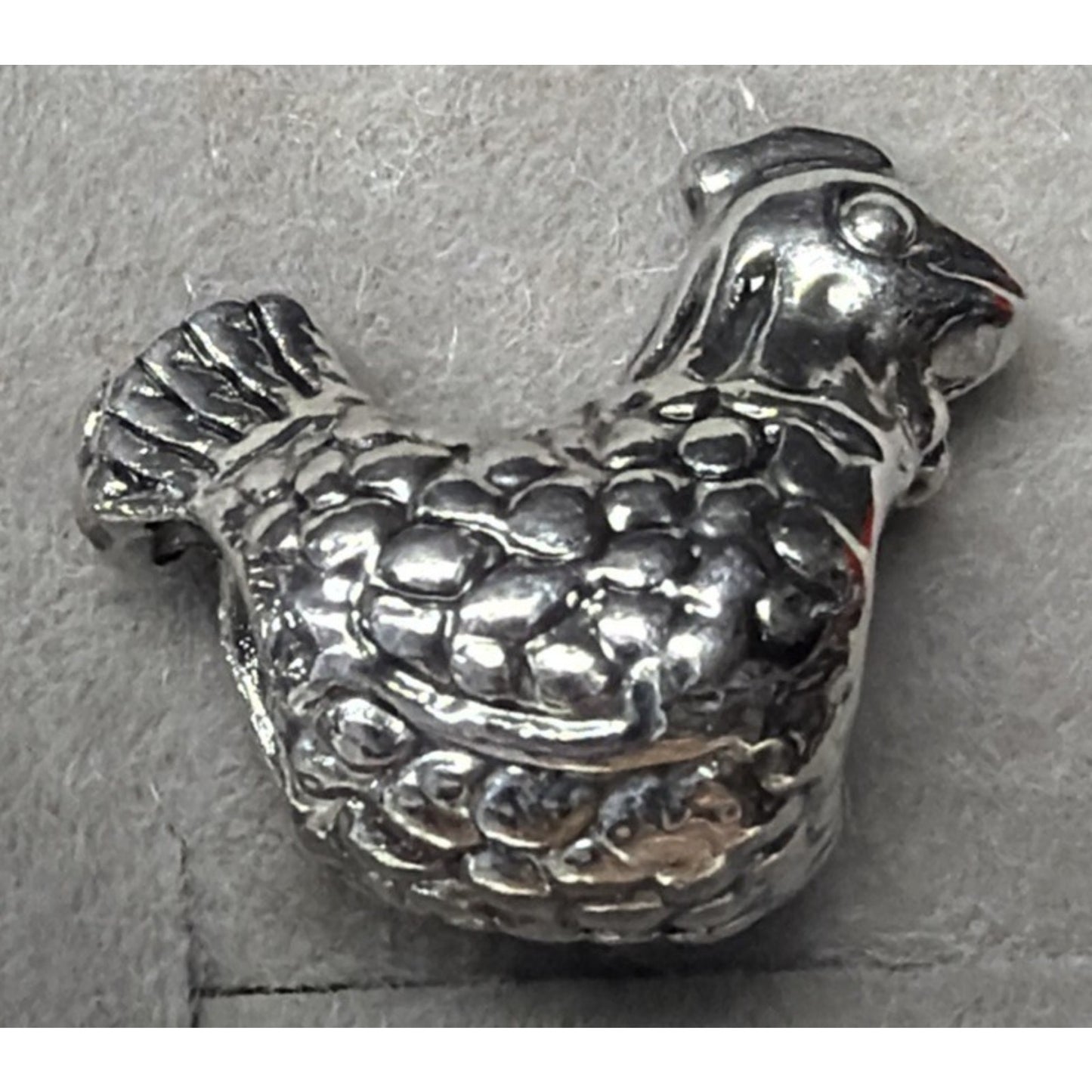 Vintage Sterling Silver Rooster Hen Chicken Bead Charm