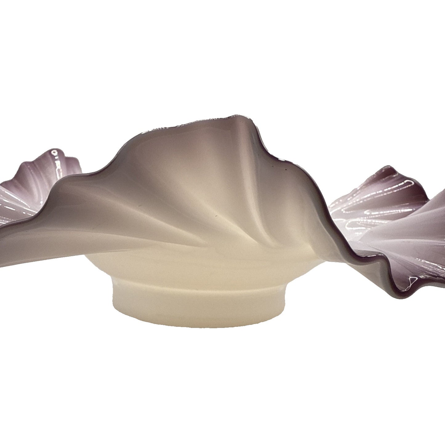 Victorian Brides Basket Bowl Purple Ruffled Wavy Rim Opalescent Glass