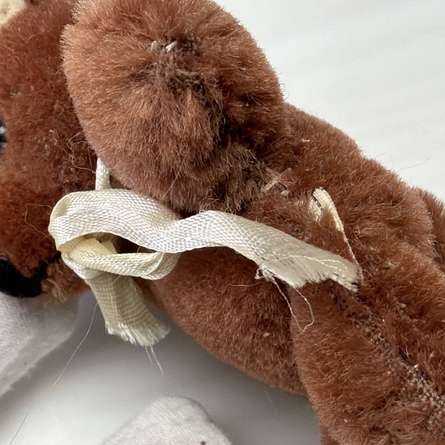 Old Teddy Bear Mohair Wool Mini 4" Shanghai Dolls Factory Two Tone As Is