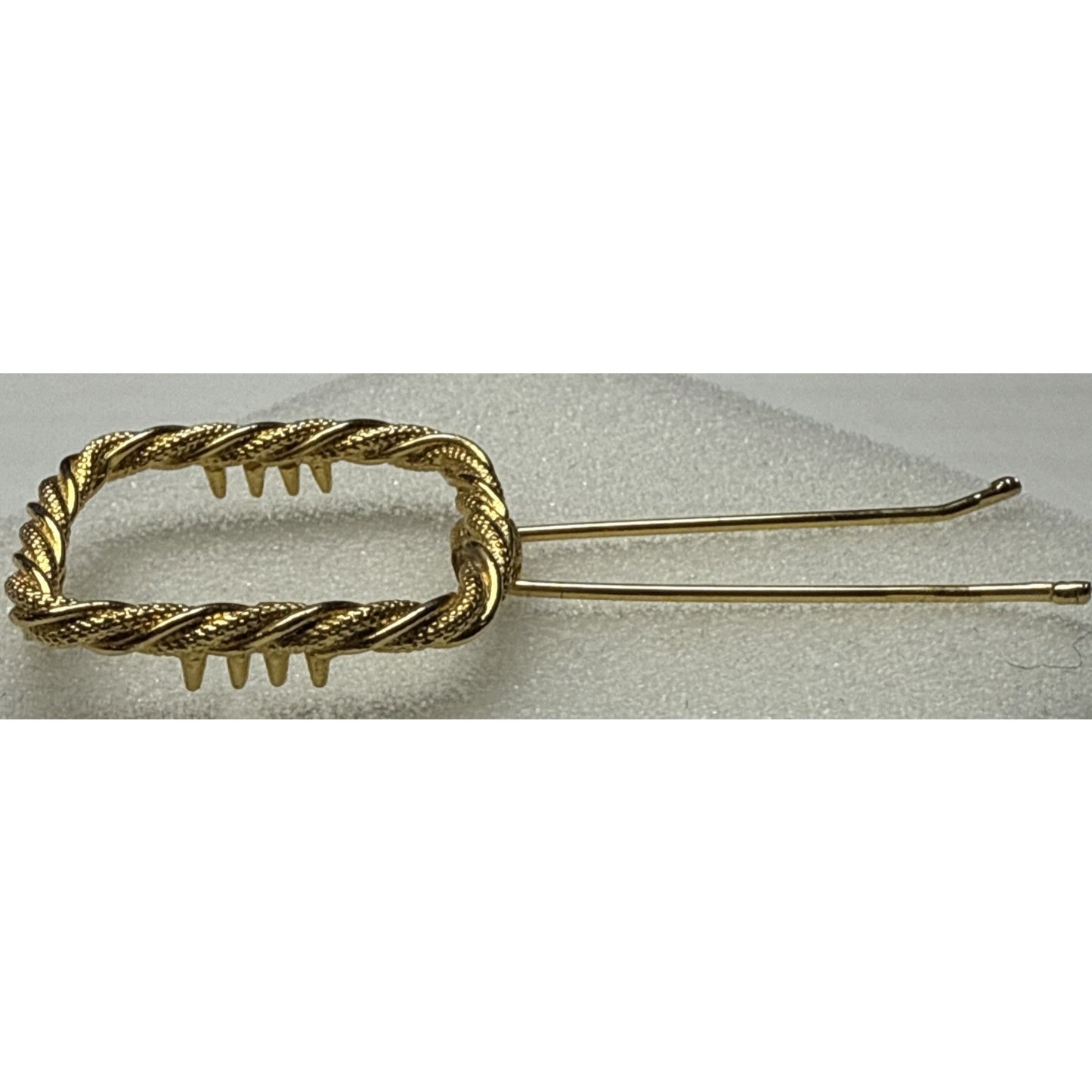 Vintage Twisted Rope Gold Tone Metal Hair Barrette Square