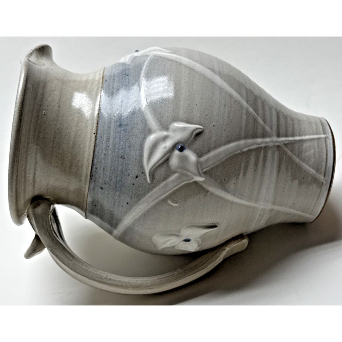 Noble Studio Art Pottery Pitcher Bowl Basin Trillium Blue White