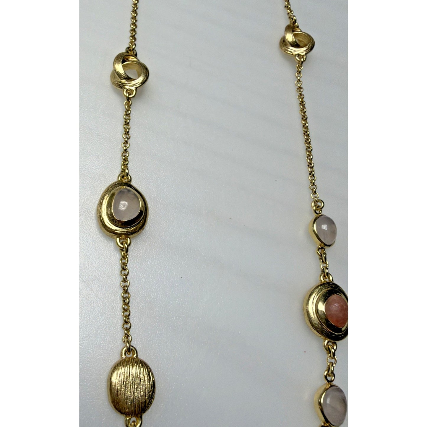 Cole Haan Semi Precious Gemstone Cabochon Station Necklace Gripoix Style Long