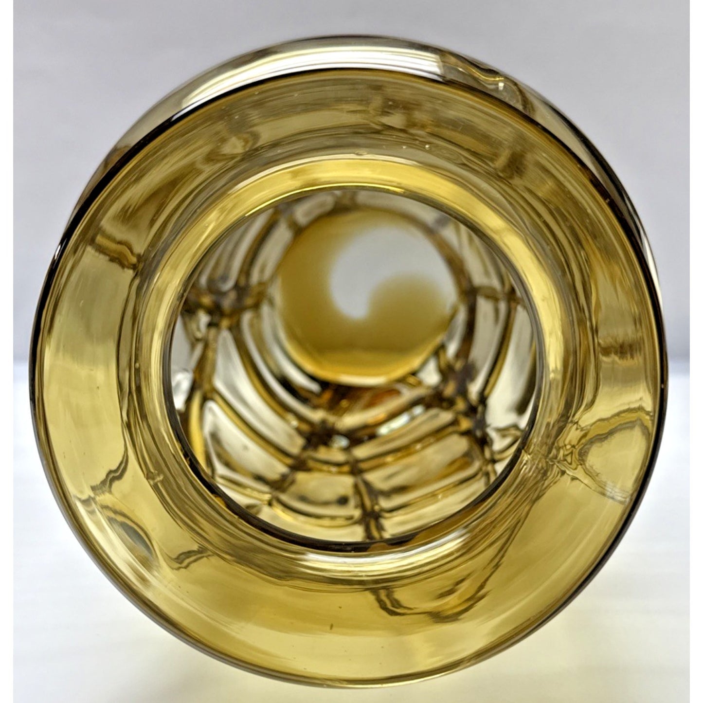 MCM Amber Blown Art Glass Vase Webbed Spider Vine Threaded Abstract