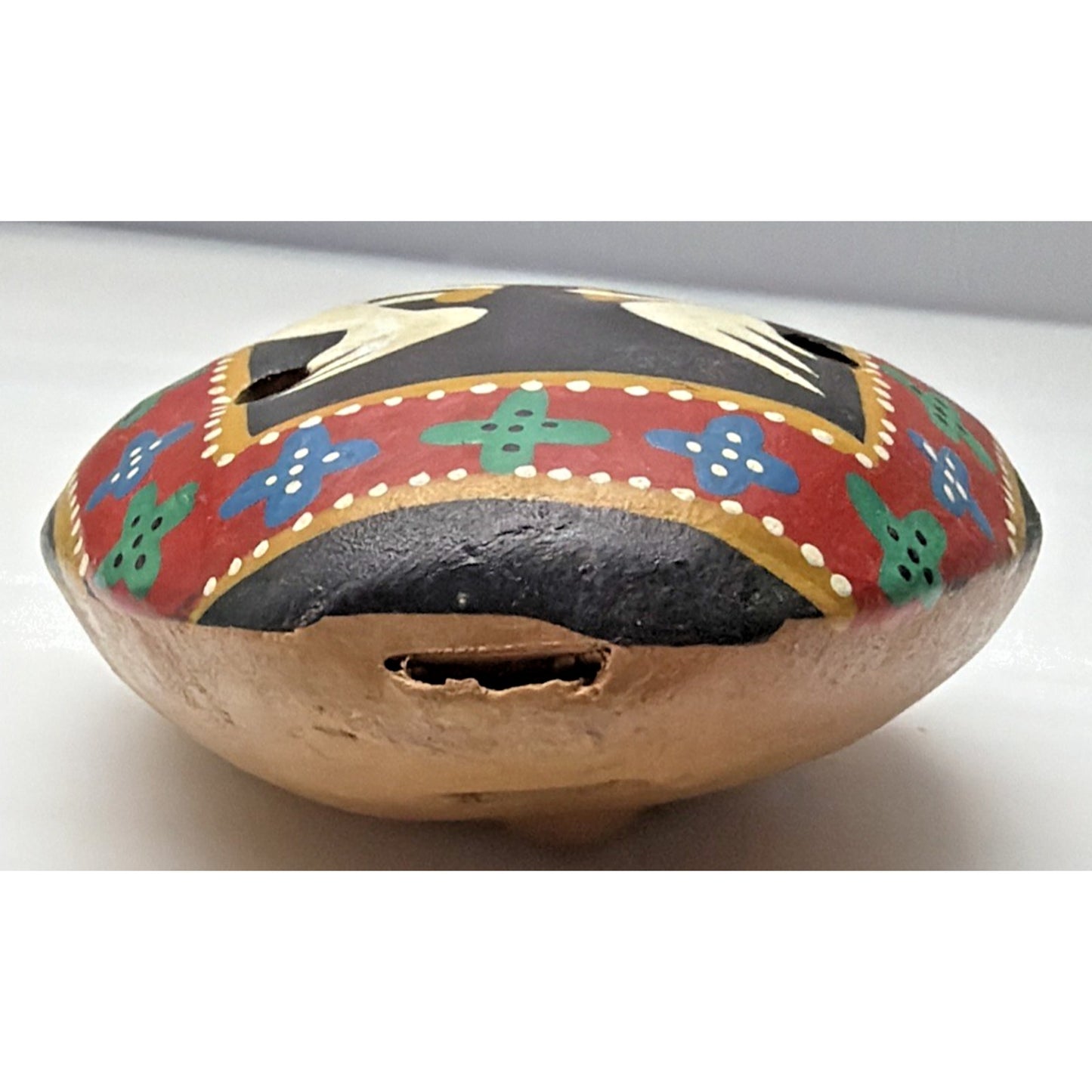 Native Southwest Kokopelli Whistle Hand Painted Clay Ocarina Flute Pendant