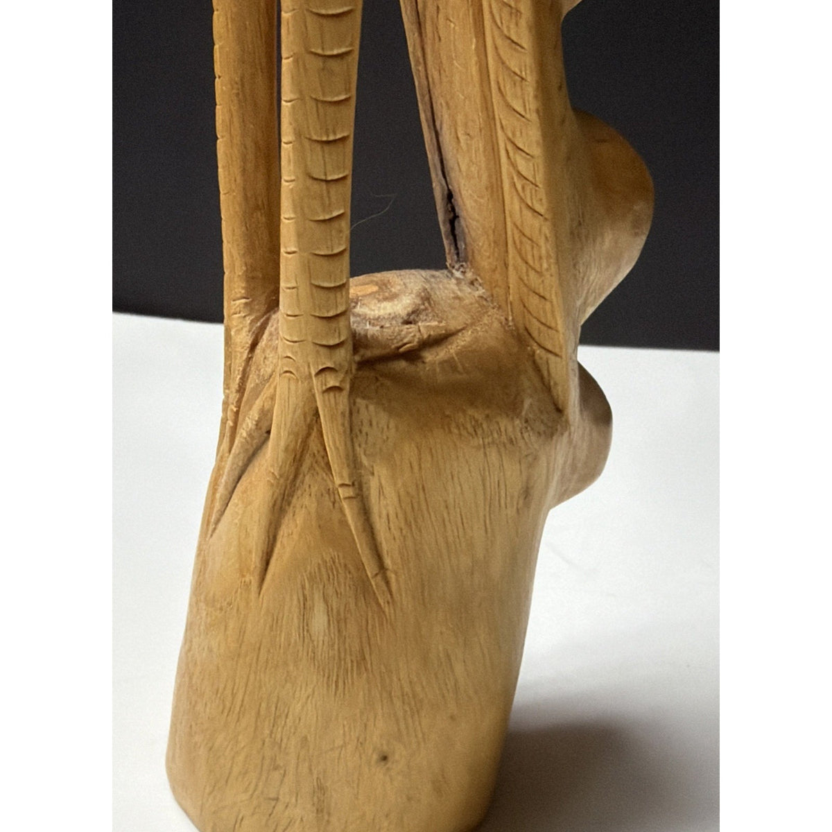 Vintage Hand Carved Heron Egret Sculpture Burlwood Wood Root Bird Statue