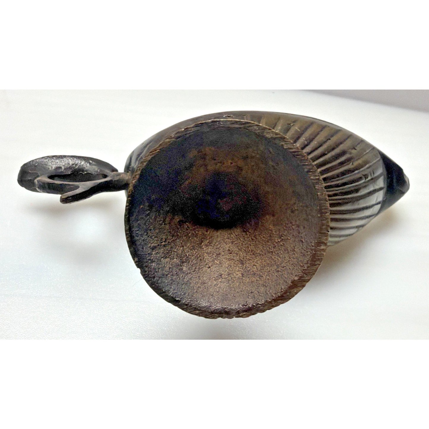 Old Bronze Brass Peacock Bird Engraved Aladdin Lamp Oil Handle As Is Read