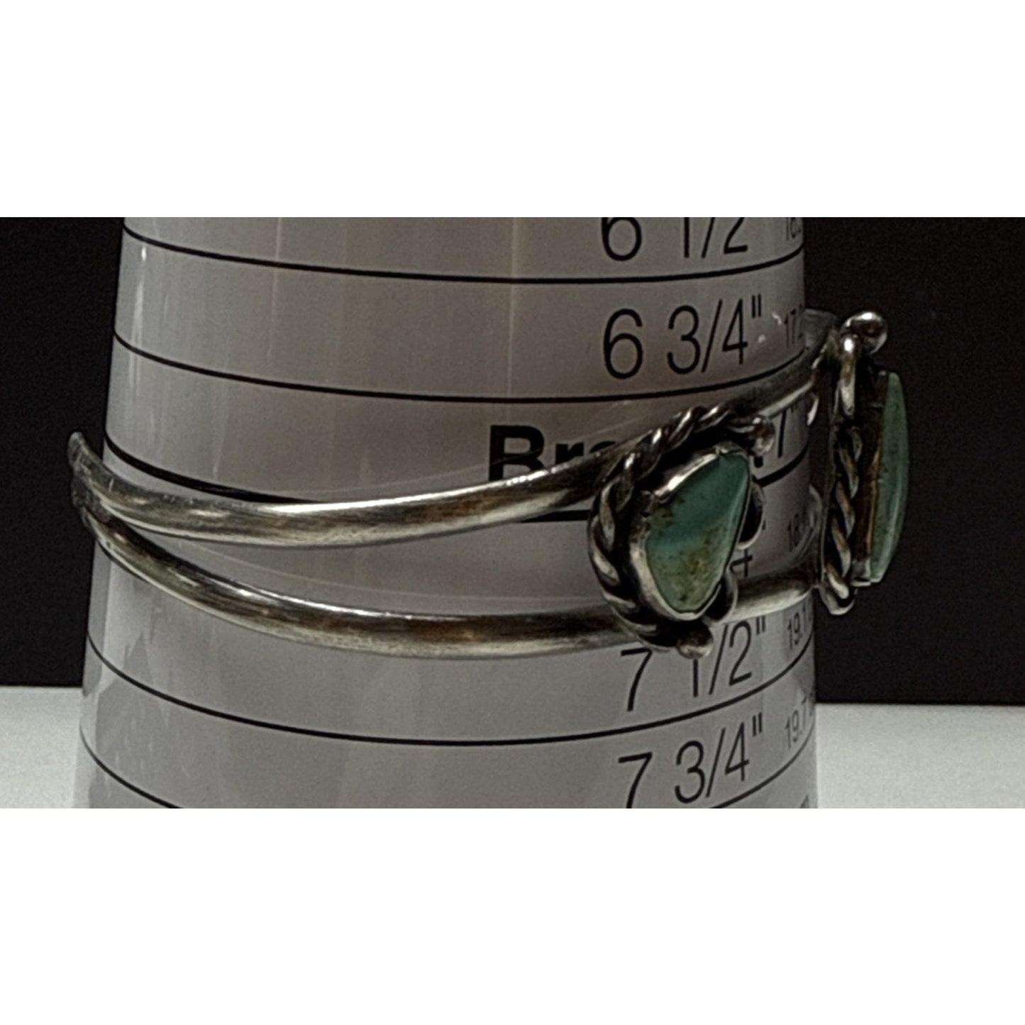 Vintage Native Sterling Silver Turquoise Cuff Bracelet Ornate 3 Stone As Is