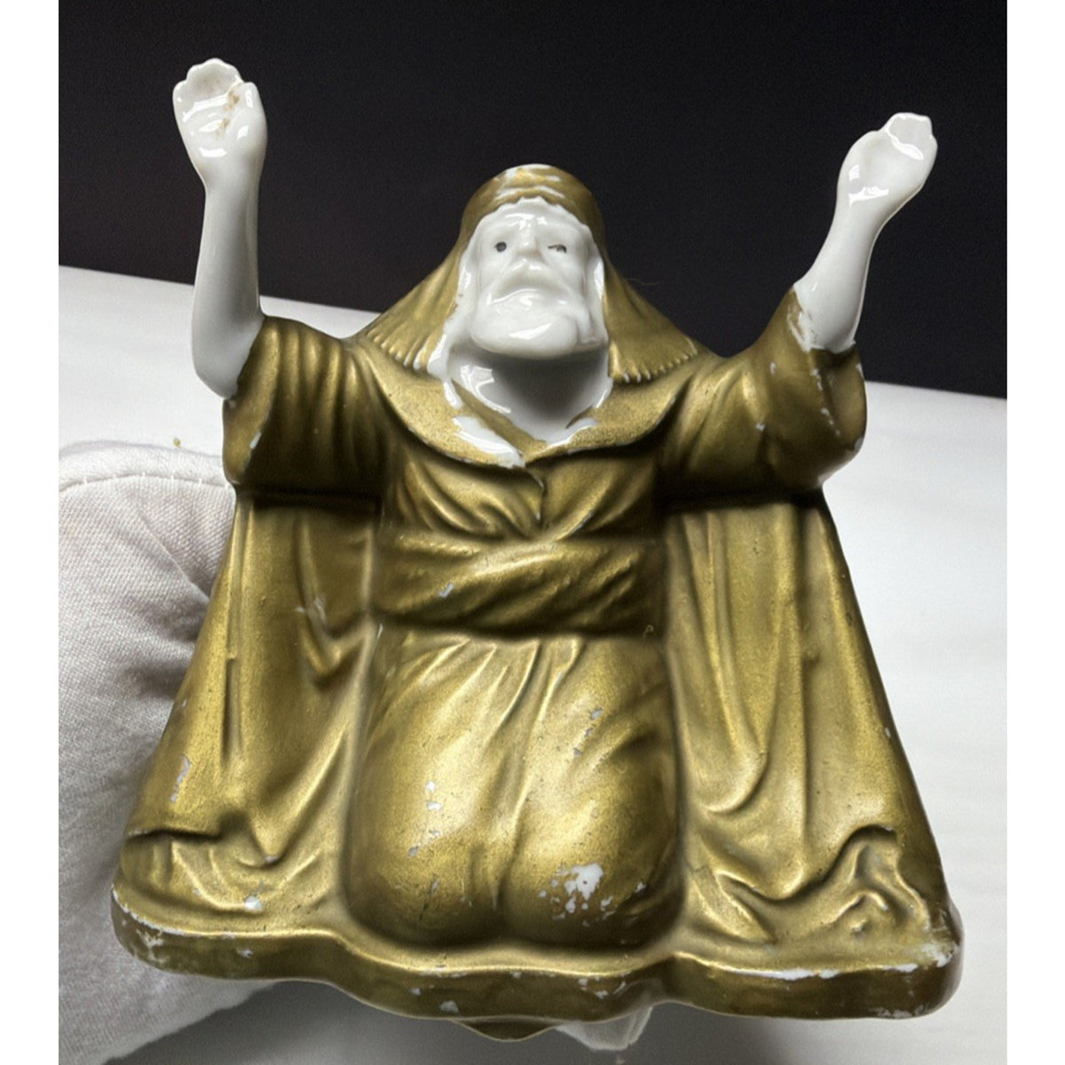Old Porcelain Figurine Incense Burner Bedouin Man Wiseman Religious Saint As Is