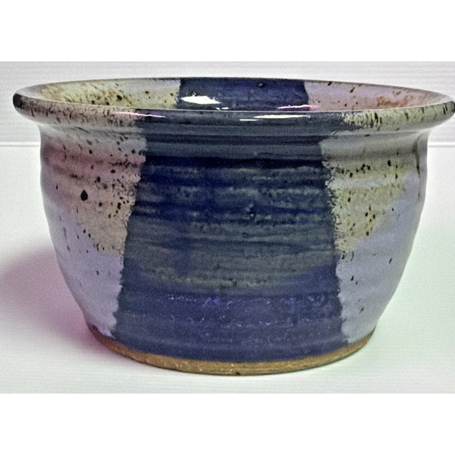 Studio Art Pottery Stoneware Bowl Glazed Speckled Multicolor Blue