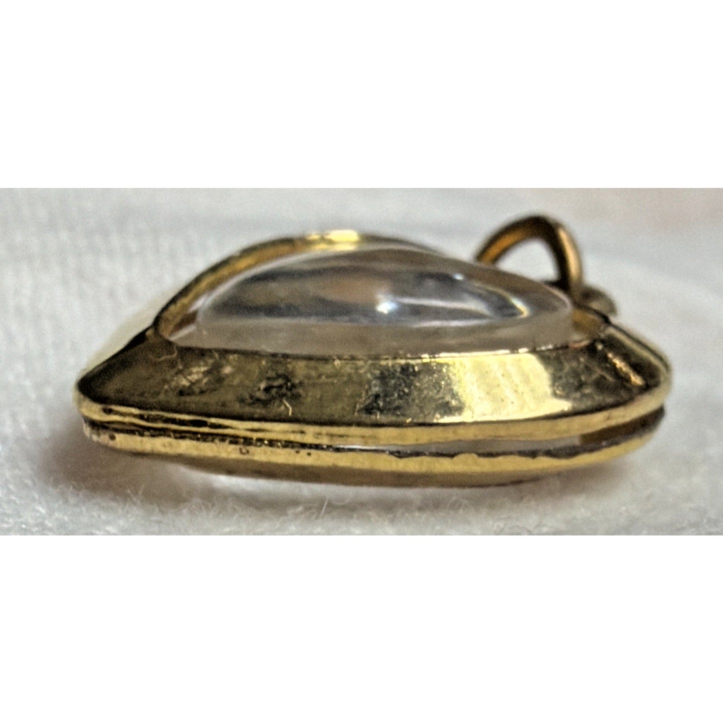 Vtg Gold Plated Lucite Mustard Seed Heart Pendant Charm Religious Amulet As Is