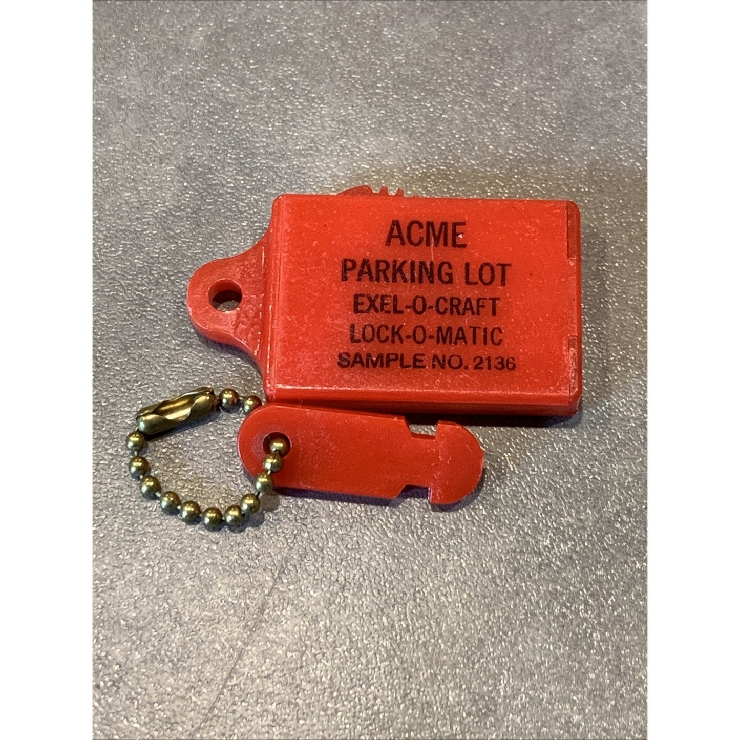 Vtg Advert Acme Parking Lot Exel-O-Craft Lock-O-Matic Sample 2136 FOB Keychain