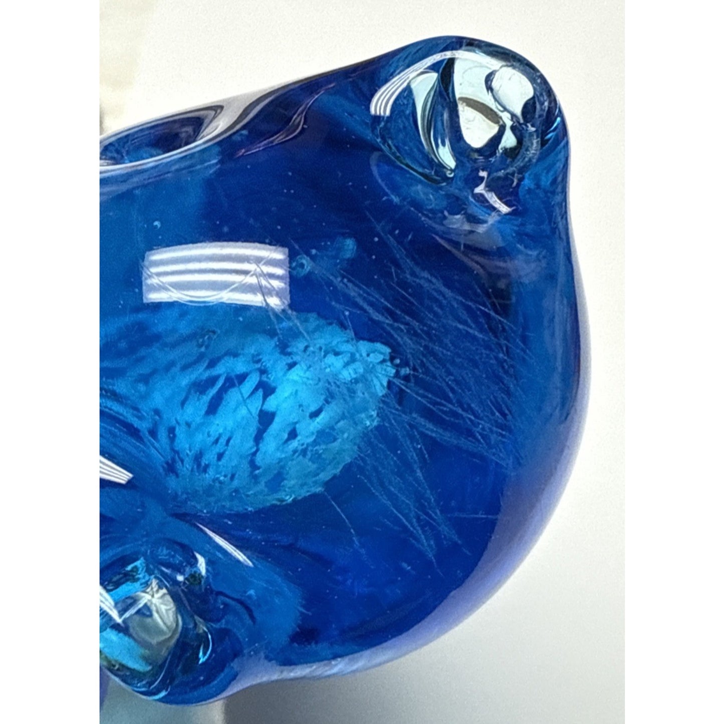 Vtg Altaglass Blue Mottled Layered Glass Cat Figurine Medicine Hat As-Is