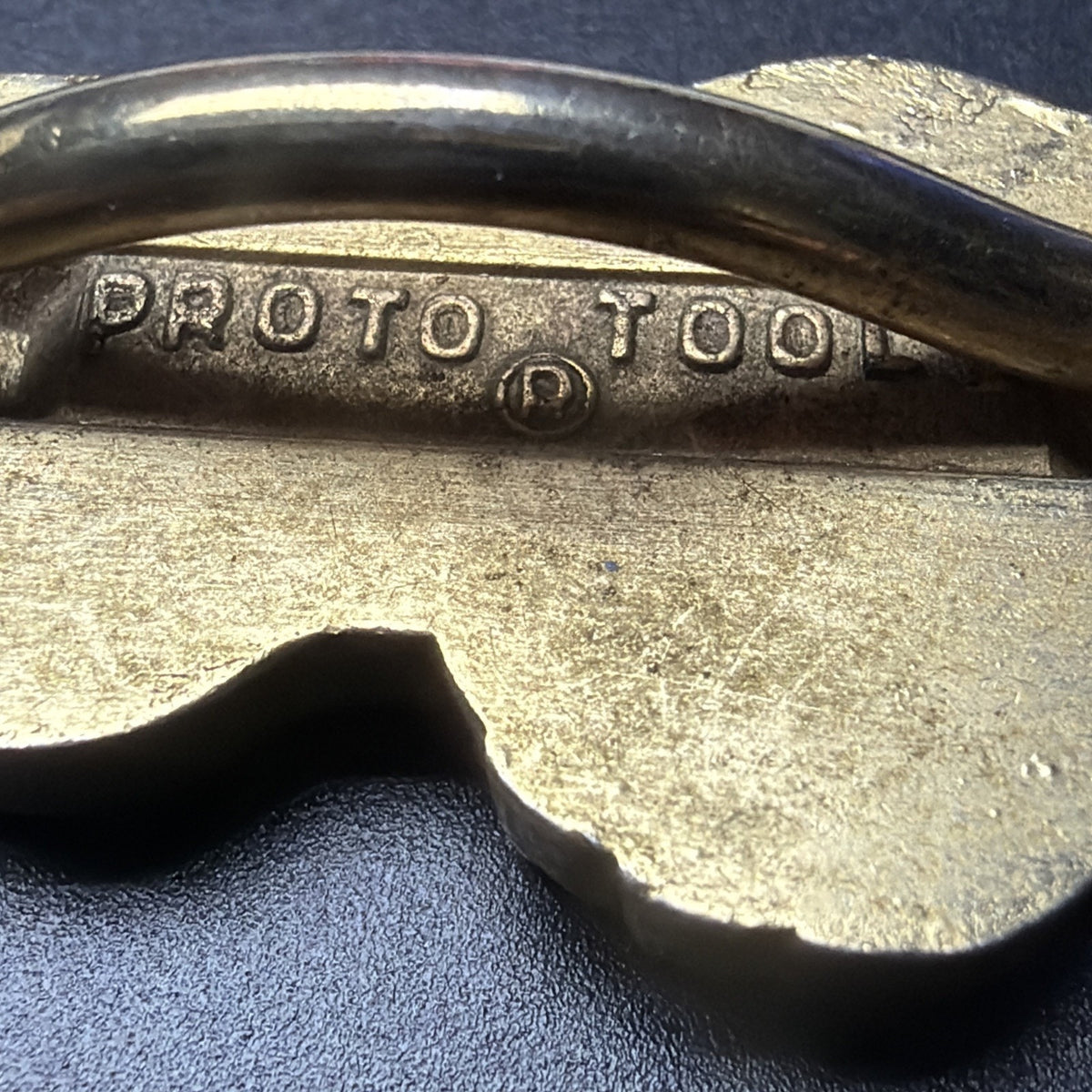 Vtg Advertisement Proto Plion Tools Lion Wrench Tie Bar Clip Gold Enamel Blue