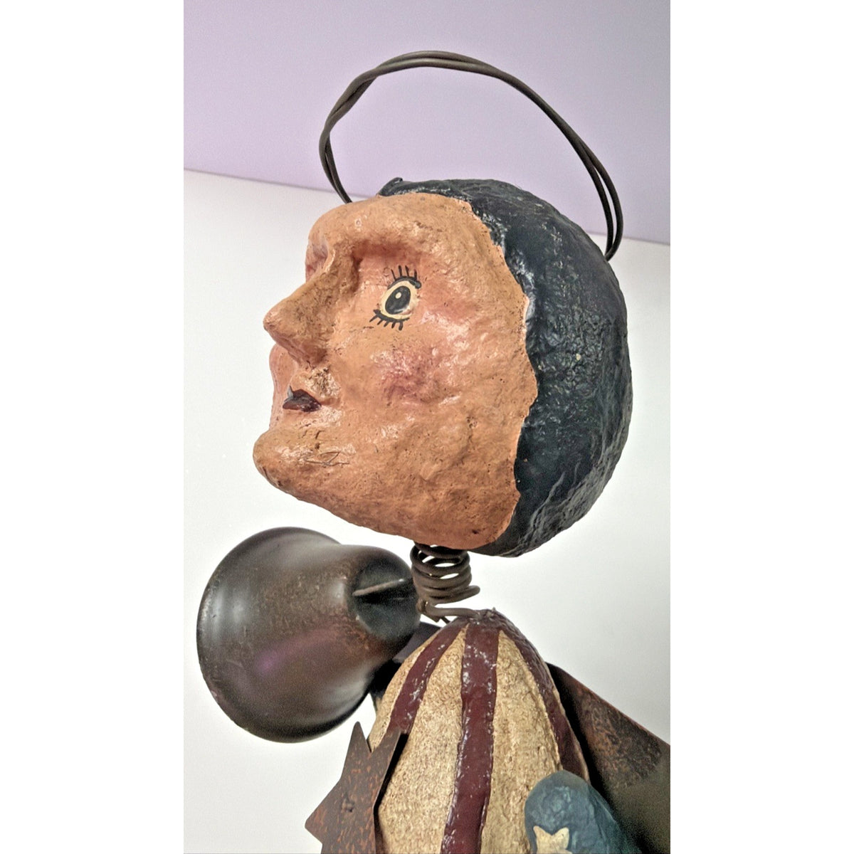 Aunt Stellas Folk Art Americana Liberty Doll Bell Angel Wings Stars Paper Mache
